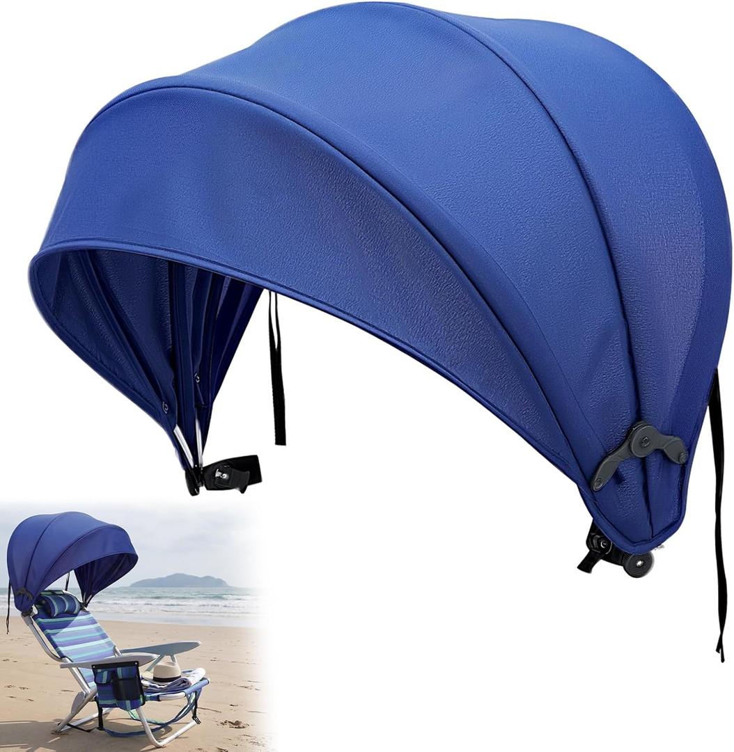 DaisyInner 1 Pcs Beach Chair Umbrella Canopy Extra Large Foldable Chair Sun Shade with Adjustable Clamp for Beach Camping Fishing Lounge Outdoor (Dark Blue)