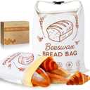 2 Pack Beeswax Bread Bags for Homemade Bread, XL Reusable Sourdough Bread Bags, Linen Bread Storage Bags with Beeswax Lining, Bread Bag for Sourdough Loaf Fresh Keeping, 17x13 Inch