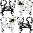 Halloween Black Cats Balloons Set Standing Skeleton Cat Balloon Cute Animal Foil Balloon for Halloween Theme Party Decorationes Supplies 4 PCS