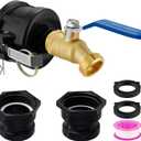IBC Tote Adapter, 2" Cam Lock for 275-330 Gallon IBC Tote Tank with 2packs Groove Fittings, IBC Tote to Garden Hose Adapter with Brass Hose Faucet (3/4" Male NPT Inlet 3/4" Male GHT Threaded)