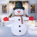 JOIEDOMI 8 FT Tall Christmas Inflatable Snowman Outdoor Decorations, Christmas Blow Up Snowman Yard Decorations with Colorful Projector LED Lights for Xmas Party Yard Outdoor Indoor Garden Lawn Dcor