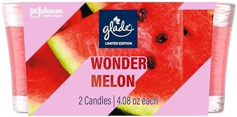Glade Candles, Wonder Melon Limited Edition, Fragrance Infused with Essential Oils, 8.16 oz Total, 4 Count