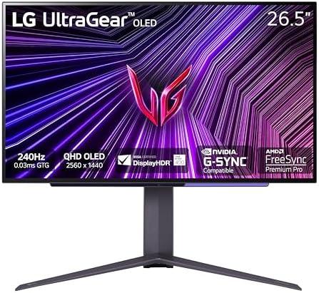 LG 27GS93QE 27-inch Ultragear OLED Gaming Monitor QHD 240Hz 0.03ms DisplayHDR True Black 400 AMD FreeSync Premium Pro NVIDIA G-Sync HDMI 2.1 DisplayPort Tilt/Height/Pivot Stand Black LG 27GS93QE 27-inch Ultragear OLED Gaming Monitor QHD 240Hz 0.03ms DisplayHDR True Black 400 AMD FreeSync Premium Pro NVIDIA G-Sync HDMI 2.1 DisplayPort Tilt/Height/Pivot Stand Black