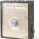 10000 Money Saving Box with Lock, Large Wooden 10k Savings Challenge Box $10,000 Reusable Coin Money Challenge Cash Vault Saving Box Saver Tracker Number Piggy Bank for Adults Kids, Blue