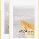 16x24 Frame | 16x24 Gold Frame With Mat For 12x18 | Metal Aluminum Picture Frame With Tempered Glass | Minimalist Modern Poster Frame | Hanging Hardware Included | Set of 2, Gold