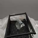 MyGift Modern Matte Black Metal Record Player Holder Stand with Vinyl Storage Organizer, Premium Quality 2 Tier Turntable Display Table Rack