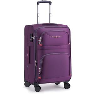 Softside Expandable Luggage with 4 Spinner Wheels, Durable Carry-On Luggage Suicase (Purple, 21-Inch)