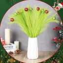 16 Pcs Christmas Tree Topper Set 17'' Lime Green Curly Tree Picks with Red Green Ball Xmas Artificial Christmas Tree Picks for Winter Holiday Home Wreath Craft Decoration Supplies