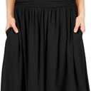 Simlu Skirts for Women Regular and Plus Size Skirt with Pockets Below The Knee Length Ruched Flowy Midi Skirt, Large