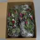 Lyrow 8 Pcs Christmas Candle Rings Wreath Xmas Kitchen Cabinet Mini Wreath Artificial Berries Snowy Pine Candle Ring Holder for Christmas Chandelier Home Table Centerpiece Indoor Decor