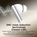 Hybrid Active Noise Cancelling Wireless Earbuds, Noise Cancelling in Ear Headphones for Crystal-Clear Calls & Music, 50H Playtime for Office/Running/Workout (Pearl)