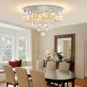 Flashing God Dia 16in Modern LED Crystal Chandelier,Flush Mount Ceiling Light Fixture with K9 Crystals,Small Chandelier for Bedroom Dining Hallway Lighting