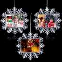 Yookeer 3 Pcs Christmas Snowflake Hanging Photo Frame Snowflake Ornaments Xmas Picture Ornaments Christmas Acrylic Photo Decorations Picture Frame for Xmas Tree (Classic)