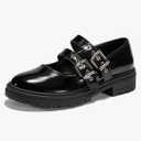Women's Platform Mary Janes Chunky Heel Two Strap Loafers Round Toe Lug Sole Comfortable Casual Shoes 7