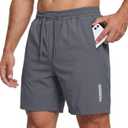 PRIVIMIX Mens Quick Dry 7 Inch Gym Shorts with Zipper Pockets Stretch Athletic Shorts for Running Workout (XL)