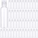 Zhehao 200 Pcs 2 oz Clear Plastic Empty Bottles Small Travel Size Bottles with Flip Cap Empty Transparent Dispenser Container for Liquids Toiletries Shampoo Lotion(Colorless Cap)