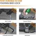 Folding Bike Lock with 3 Keys, 2.8 FT Bicycle Lock Compact Anti Theft, High Security Scooter Locks, Heavy Duty Bike Chian Locks with Bracket