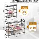 Hleelomi 4-Tier Metal Expandable Shoe Rack for Closet and Entryway, Black, 9.44"D x 30.7"W x 22.83"H