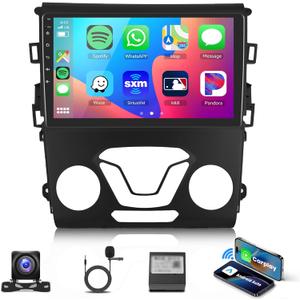 2+64G Android Car Stereo for Ford Fusion Mondeo 2013-2019 Carplay Android Auto Car Radio, 9 Touch Screen Head Unit with Mirror Link WiFi GPS Navigation Bluetooth FM/RDS EQ Backup Camera SWC