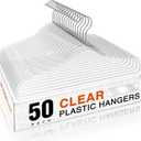 HOUSE DAY Clear Plastic Hangers 50 Pack, Space Saving Clear Hangers for Clothes, Durable Adult Crystal Hanger for Dress, Shirts, Coats, 360 Swivel Hook