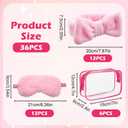 36 Pcs Spa Headband for Women, Makeup Cosmetic Headband for Women 12 Spa Headbands Plush Sleep Eye Mask 12 Clear Cosmetic Bags Sleepover Party Supplies for Girls Christmas Spas Party Favors