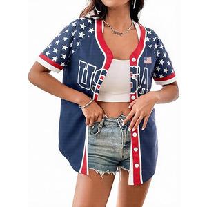 JINTING Womens USA Hip Hop Jerseys - Hipster Party Button Down 4th of July Jerseys Patriotic Shirts