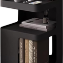 Side Table,Modern end Table,Metal Black nightstand,Bedside Table,3-Tier Accent Table with Storage for Bedroom,Living Room,Small Space,Couch.No Assembly Required