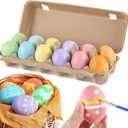 12 Pcs Easter Wooden Eggs for Crafts Easter Colorful Fake Eggs Wooden Pastel Colored Decorative Craft for Spring DIY Decorating Toy Displays, 2.36 x 1.57 Inch(Macaron Color)