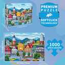 Jigsaw Puzzles for Adults 1000 Piece Puzzle for Adults 1000 Pieces Puzzle 1000 Pieces-Comfortable Small Town Living, 1000 pieces, 19.68" x 27.56 inches