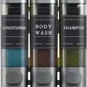 Shampoo and Conditioner Dispenser,Shower Soap Dispenser 3 Chamber No Drill Wall-Mounted for Bathroom & Hotel Leak-Proof Pumps, for Thick Liquids Like Conditioner - 1050ML High Capacity, Gun Gray