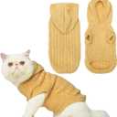 PUPTECK Winter Dog Cat Sweater Coat - Soft Cold Weather Clothes Knitwear for Kitties & Small Dogs Indoor Outdoor Walking Warm, Knitted Classic for Doggies Kitties Girls Boys, Cream S (S: Chest 12in, Back 11.5in)