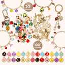 WDXIUE Keychain Making Kit, Charms Lip Gloss Key Chain Bracelet Design Set, Cute & Friendship Jewelry Making Kit, DIY Make 24 Set Keychain for Beginners