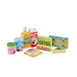 Melissa & Doug Fridge Food Wooden Play Food Set - 9 Pieces Pretend Play Kitchen Accessories, For Kids Kitchen, Wooden Grocery Sets For Kids Ages 3+
