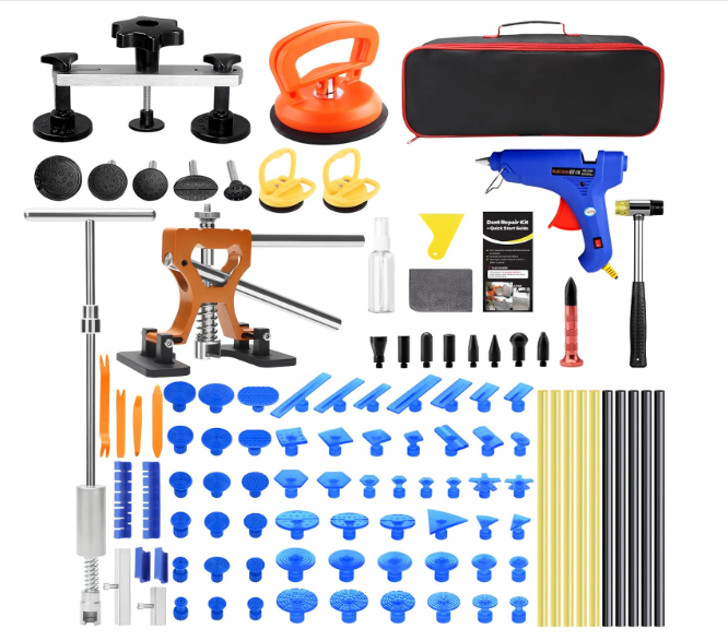 VEXTRO Paintless Dent Repair Kit, Dent Puller kit,Dent Removal Tools with Metal Dent Lifter, Bridge Puller, Slide Hammer TBar, PDR Kit for Car Dent Repair, Auto Body Dent Puller, Hail Damage Removal