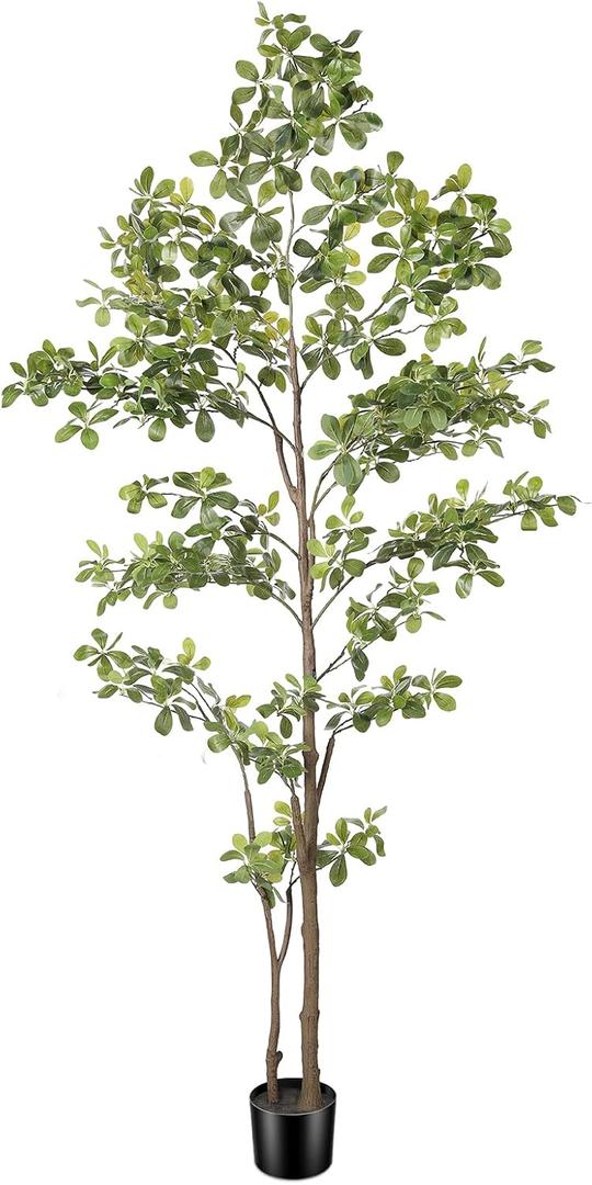 Faux Black Olive Tree 7ft, Artificial Olive Trees with Natural Trunk and Realistic Leaves, 7 Feet Faux Olive Plants for Home Office Indoor Decor