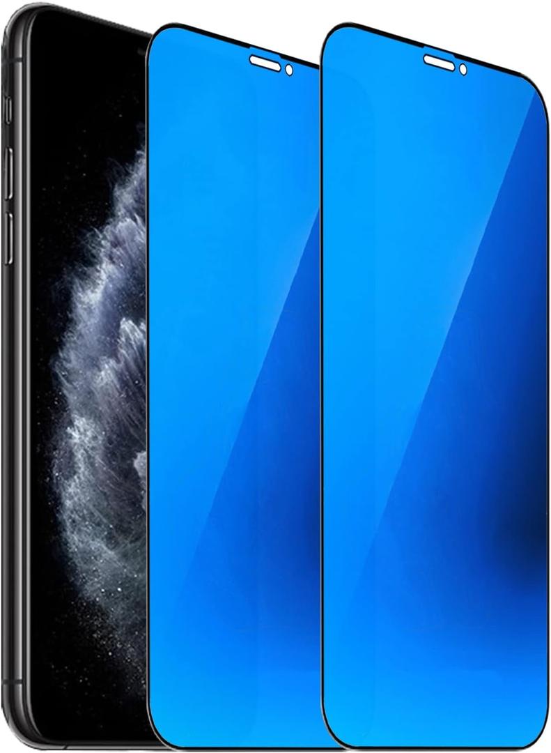 BWEDXEZ 2 Pack Anti-Blue Privacy Tempered Glass Suit for iPhone 11 Pro Max/iPhone XS Max Mirror Anti-Spy Screen Protector Anti-Peeping Film Electroplated 9H Hardness Anti-scratch 6.5 Inch (Blue)