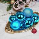 Emopeak 12Pcs Christmas Balls Ornaments for Xmas Christmas Tree  4 Style Shatterproof Christmas Tree Decorations Hanging Ball for Holiday Wedding Party Decoration (Lake Blue, 3.2"/8CM)