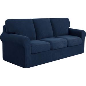 SUBRTEX 7 Pieces Stretch Sofa Slipcover Sets Couch Cover Sets Backrest Cushion Covers Furniture Protector Collection Set for Oversize Sofa Loveseat Chair Slip Covers(Large, Navy)