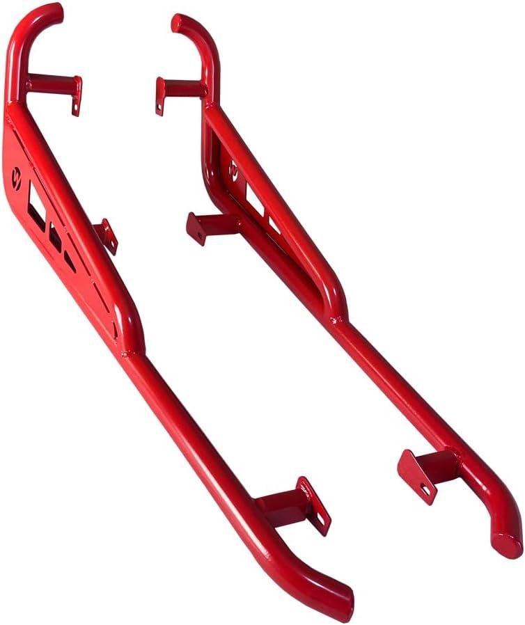 RZR Rock Sliders Nerf Bars  Heavy-Duty Side Step & Tree Kickers  Fits 2014-2023 Polaris RZR 900 Trail, 900S, 1000S, 1000XP, Turbo (2-Seater)  Includes Mounting Bolts (red)