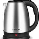 DEZIN Electric Kettle Upgraded, BPA Free 2L Stainless Steel Tea Kettle, Fast Boil Water Warmer with Auto Shut Off and Boil Dry Protection Tech for Coffee, Tea, Beverages (Black Silver)