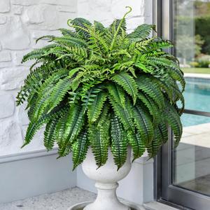 Yastouay 48 Inch Fake Ferns, Look Real 101 Leaves Artificial Boston Ferns for Outdoors Large, Lush UV Resistant Faux Ferns for Outdoor Planter Large, Outdoor Faux Plants for Porch Patio Home Decor (Green)