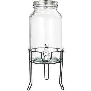5.5L Beverage Dispenser and Stand Drinking Water Juice Detoxification Glass Jar - Drink Dispenser and Stand