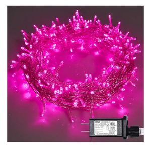 ILLUMINEW Pink String Lights Outdoor Valentines Day Decorations, 8 Modes Fairy Christmas Lights Plug in for Bedroom Tree Outsides Decor (Pink, 300Led)