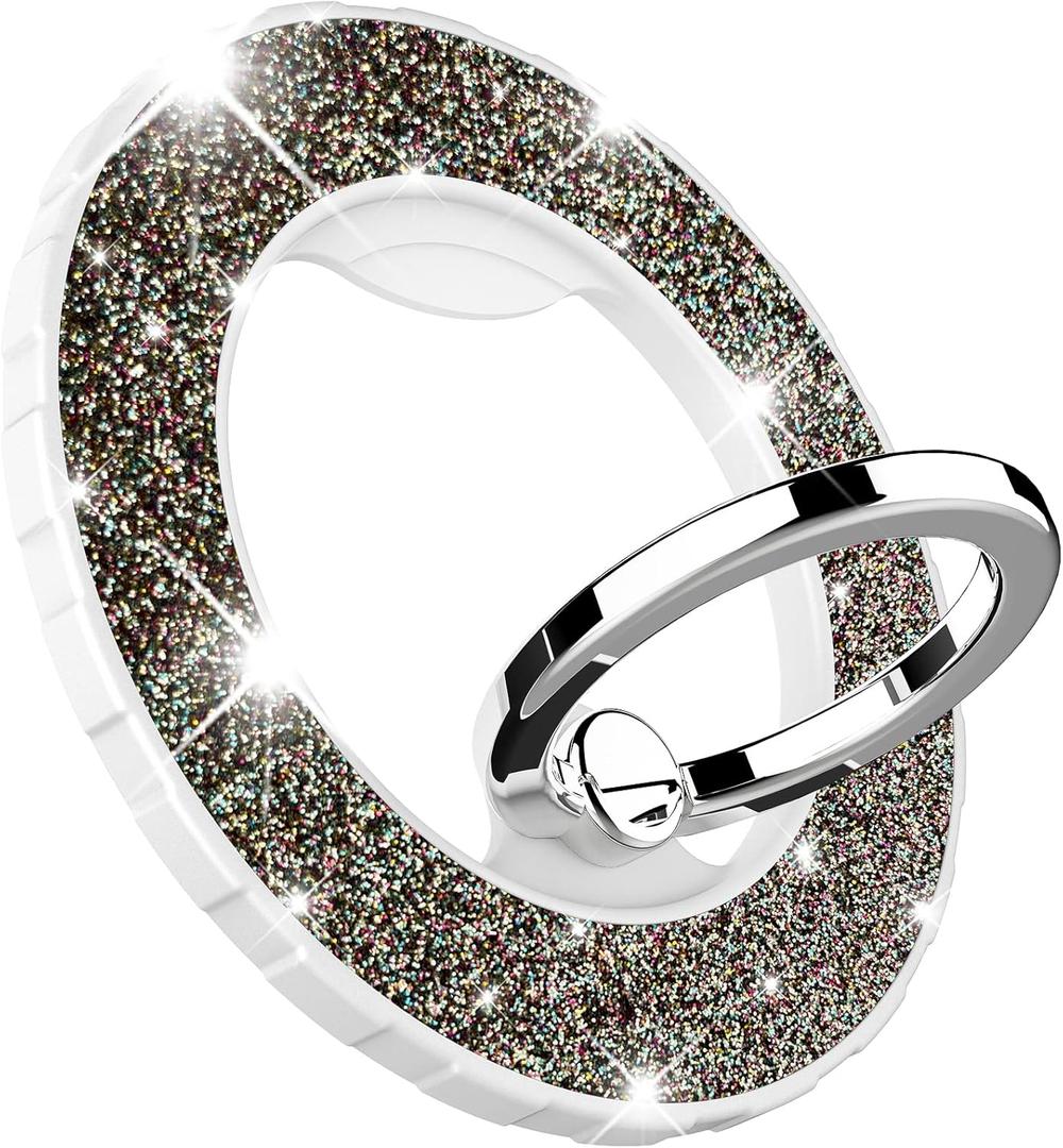 4 x Magnetic Phone Ring Holder for magsafe, Glitter Magnetic Grip Compatible with iPhone 17 16 15 14 13 12 Pro max,Pro,Plus,Mini Mag Safe Pixel 10 Series,Adjustable Kickstand,Starlight