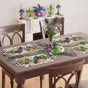 XCHI Doughnuts Iris Fleur De Lis Hat Mardi Gras Placemats Set of 4 Carnival Table Mats for Masquerade Party Home Kitchen Dining Table Decorations 12x18 Inch