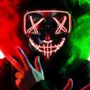 Led Light Up Scary Mask El Wire Mask for Halloween 3 Lighting Modes for Aldult Teens (One Size, Red)