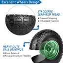4.10/3.50-4 Tires and Wheels Flat Free 10 Inch Solid Tires Replacement with 5/8" Axle Bore Hole, 16 Spacers 8 Pins, for Cart, Garden Wagon, Wheelbarrow, Hand Truck, Trolley, Lawn Mower4P