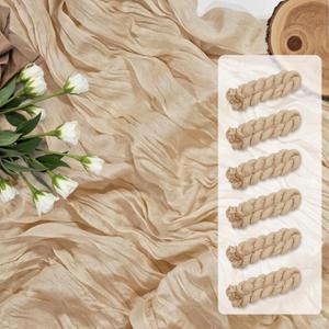 10FT 6 Pack Champagne Cheesecloth Table Runner 35x120 inchs Romantic Boho Rustic Gauze Sheer Long Cheese Cloth Table Runners for Wedding Bridal Baby Shower Tea Party Birthday Home Decorations