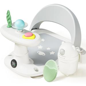 Baby Bath Seat for Babies 6 Months & Up Bath Seats for Babies Sitting Up Non-Slip Infant Bathtub Chair with Suction Cups & Water Thermometer for Toddlers Sitting Up, Easy to Clean (Gray) (Grey)