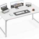 Huuger Computer Desk, 48 Inch Office Desk, Gaming Desk with Storage, Writing Desk Work Desk for Home Office, Study, Modern Simple Desk, Large Legroom, Metal Frame, White